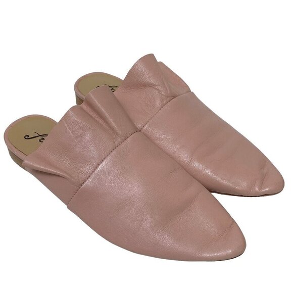 Free People Sienna Mules Size 5.5-6  (36) Leather Ruffle Slides Pointy Toe - Picture 4 of 15